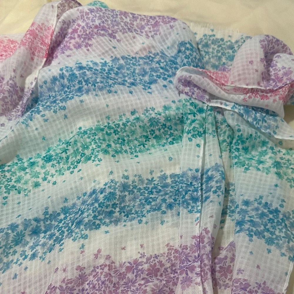 Talbots Pastel Floral Colorful Scarf
